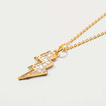 Rishi Bolt Diamond gold vermeil lightning bolt pendant necklace with raw and pave diamonds on delicate chain