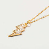 Rishi Bolt Diamond gold vermeil lightning bolt pendant necklace with raw and pave diamonds on delicate chain