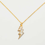 Rishi Bolt Diamond gold vermeil lightning bolt pendant necklace with pavé and raw diamonds on 18K gold chain