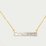 Rosera Gold Vermeil pendant necklace with raw uncut diamond bar and 18k gold vermeil chain