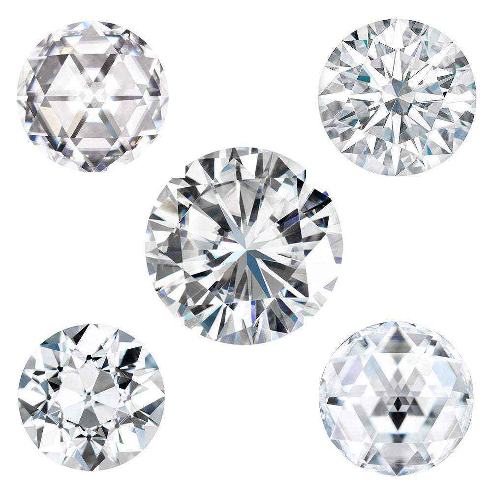 Charles & Colvard Forever One™ round shape moissanite gemstones with high clarity IF-VS1 and excellent brilliance