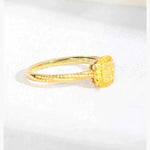 18K Yellow Gold Cube Sugar Square Gem Dough Twisted Ring