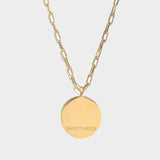 Sagittarius gold vermeil pendant necklace with round disc and chain