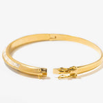 Sasta Gold Vermeil bangle bracelet with sliced raw diamonds, 18k gold layer over sterling silver, simple and stackable design