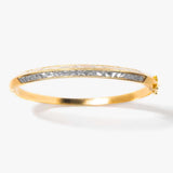 Sasta Gold Vermeil bangle bracelet with sliced raw diamonds and 18k gold layer on sterling silver base