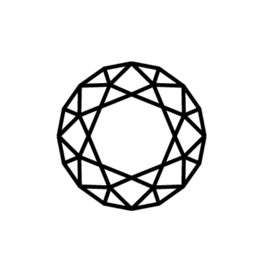 Charles & Colvard Forever One round shape moissanite gemstone icon with intricate facets design