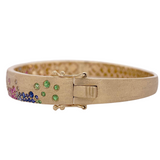 Sapphire Scattered Rainbow Signature Bangle in 14K Gold