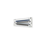 Charles & Colvard Forever One™ tapered baguette shape moissanite gemstone, clear and faceted, high-quality IF-VS1 grade.