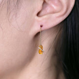 Fire Opal Diamond Ruby Drop Earrings in 18K Yellow Gold