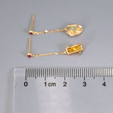 Fire Opal Diamond Ruby Drop Earrings in 18K Yellow Gold