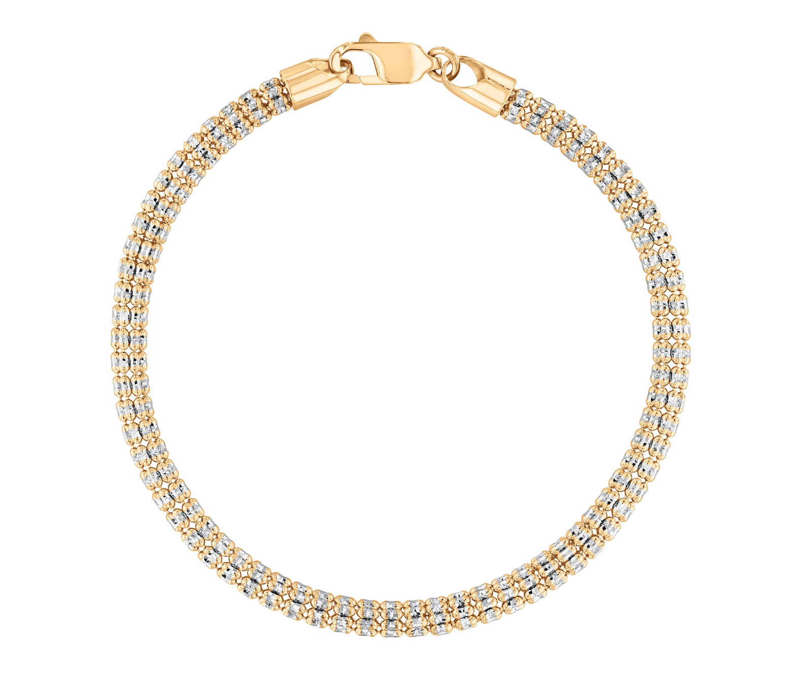 Tidal Tennis 14K Gold Bracelet with diamond-cut design, Italian craftsmanship in yellow gold