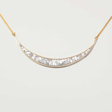Thane Gold Vermeil Pendant necklace with sliced raw uncut diamonds and 18k gold vermeil crescent design