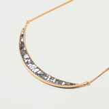 Thane Gold Vermeil pendant necklace with sliced raw uncut diamonds and 18k gold vermeil crescent design