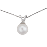 Sterling silver necklace with single white freshwater pearl pendant on 18-inch chain
