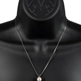 Sterling silver necklace with single white freshwater pearl on 18-inch chain