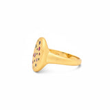 Sapphire Scattered Rainbow Concave Ring in 14K Gold