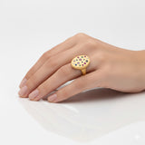 Sapphire Scattered Rainbow Concave Ring in 14K Gold