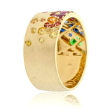 Sapphire Scattered Rainbow Cigar Band in 14K Gold