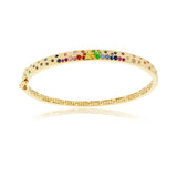 Sapphire Scattered Rainbow Slim Bangle in 14K Gold