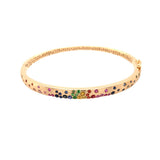 Sapphire Scattered Rainbow Slim Bangle in 14K Gold