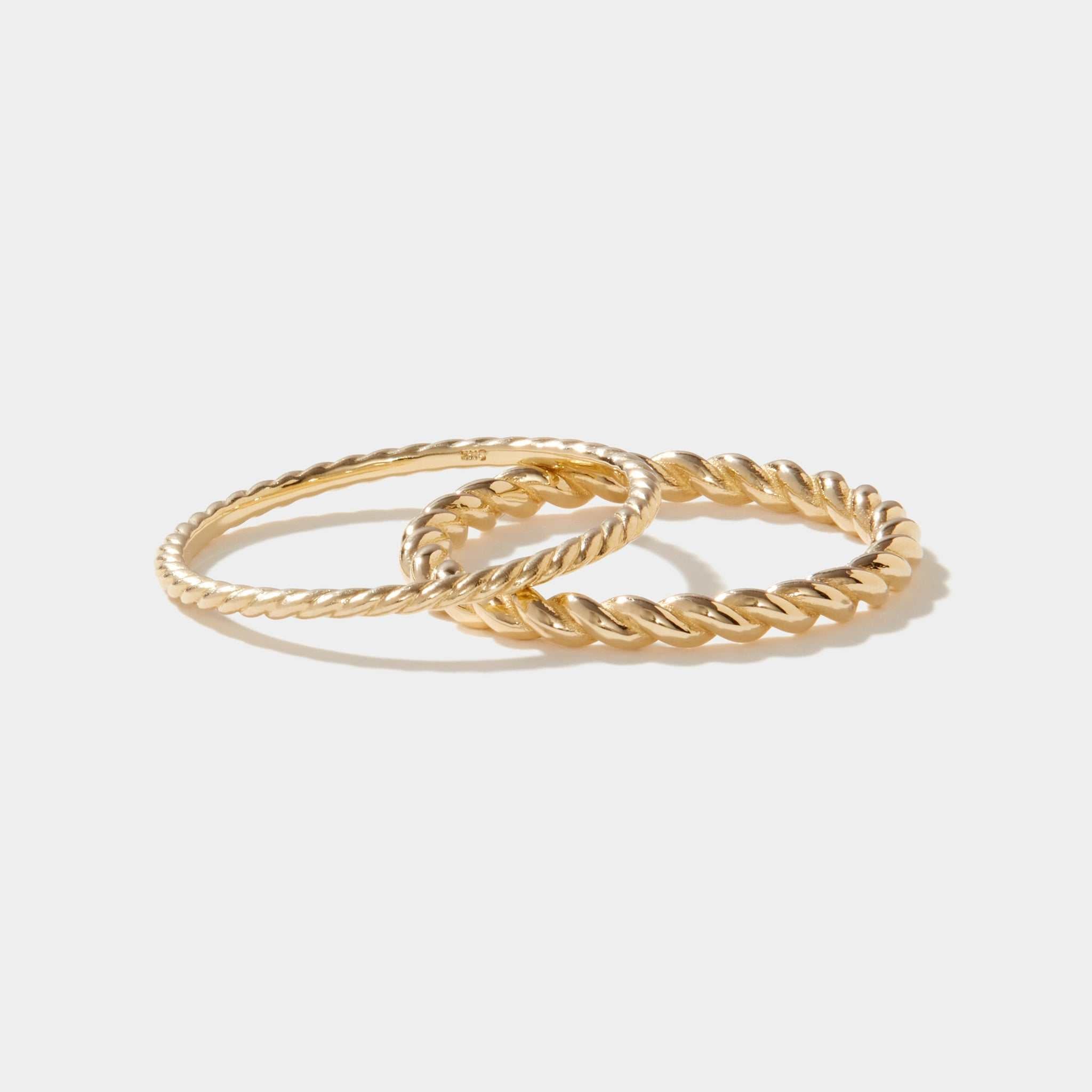 Harwich Thick Gold Rope Ring in 14K yellow gold with a twisted rope design, 2.2mm band width, stackable style.
