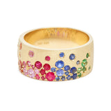 Sapphire Scattered Rainbow Cigar Band in 14K Gold