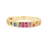 Sapphire Scattered Rainbow Petite Band in 14K Gold