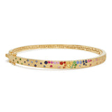 Sapphire Scattered Rainbow Slim Bangle in 14K Gold