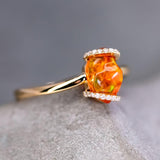 Diamond Ribbon Wrap Fire Opal Ring in 18K Yellow Gold