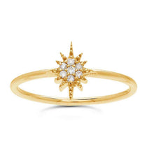 14K yellow gold North Star ring size 7 with round colorless diamonds and delicate star design