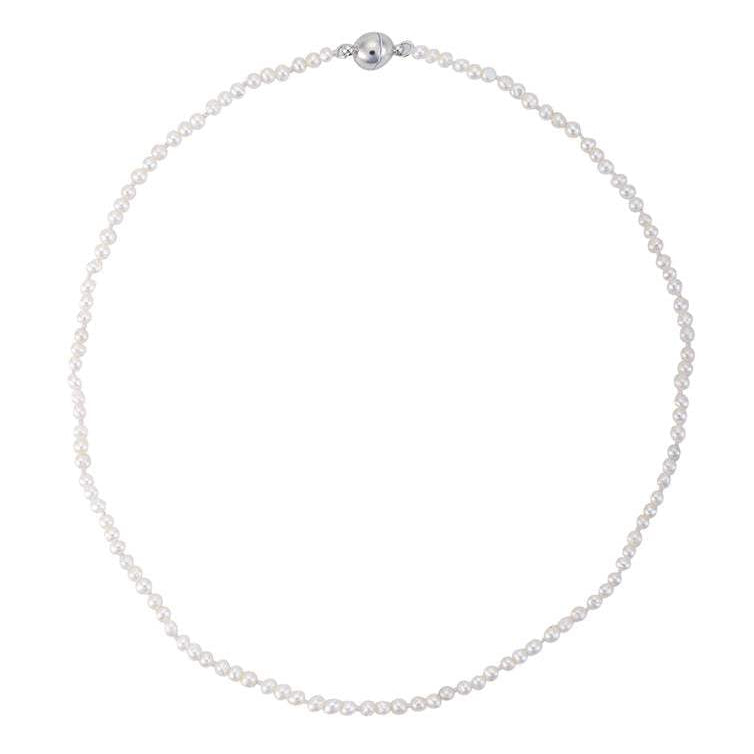 Signature freshwater pearl strand necklace with tiny 3-4mm cultured pearls and stainless steel magnetic clasp