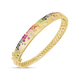 Sapphire Scattered Rainbow Signature Bangle in 14K Gold