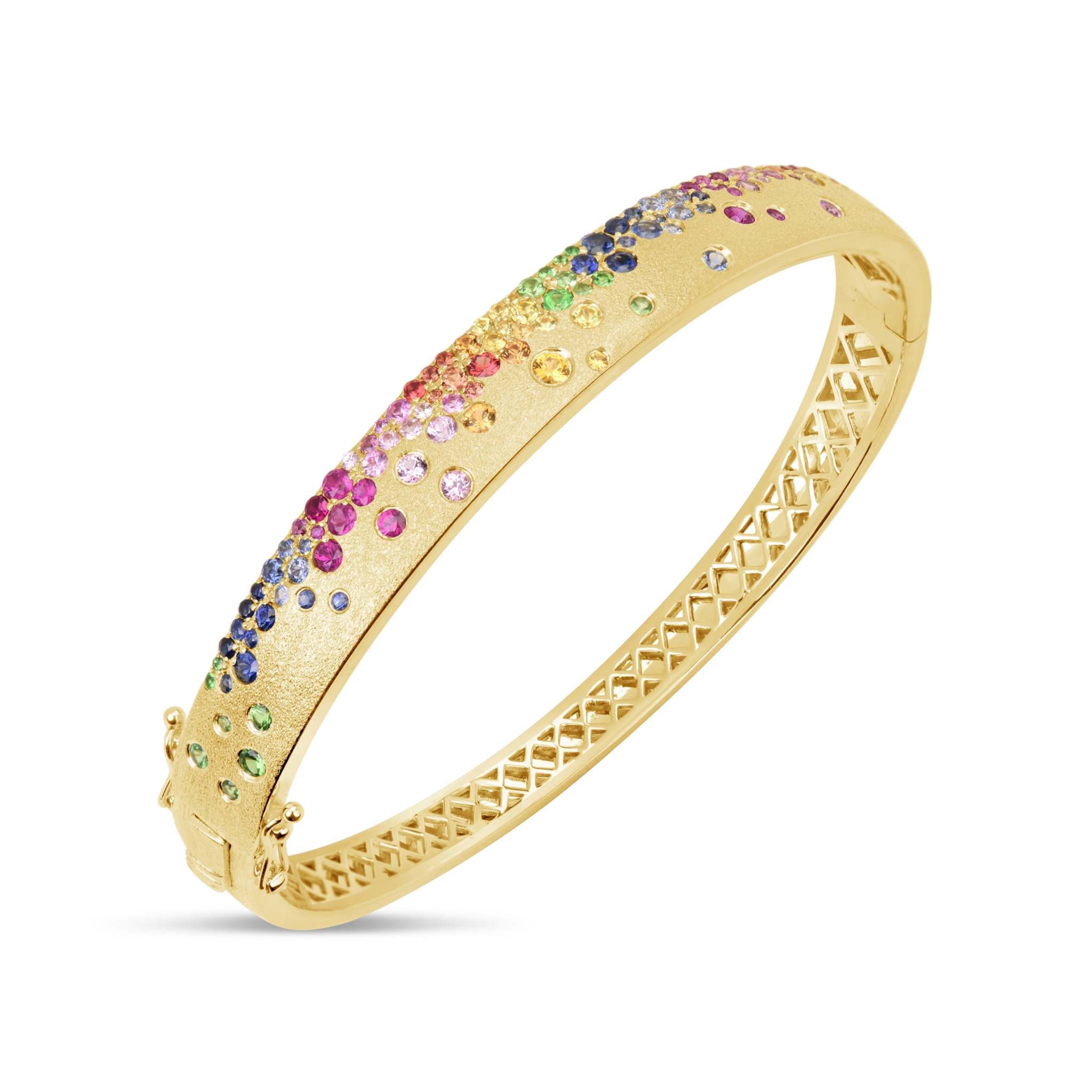 14K gold bangle with scattered rainbow sapphires from Sapphire Scattered Rainbow collection