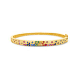 Sapphire Scattered Rainbow Slim Bangle in 14K Gold