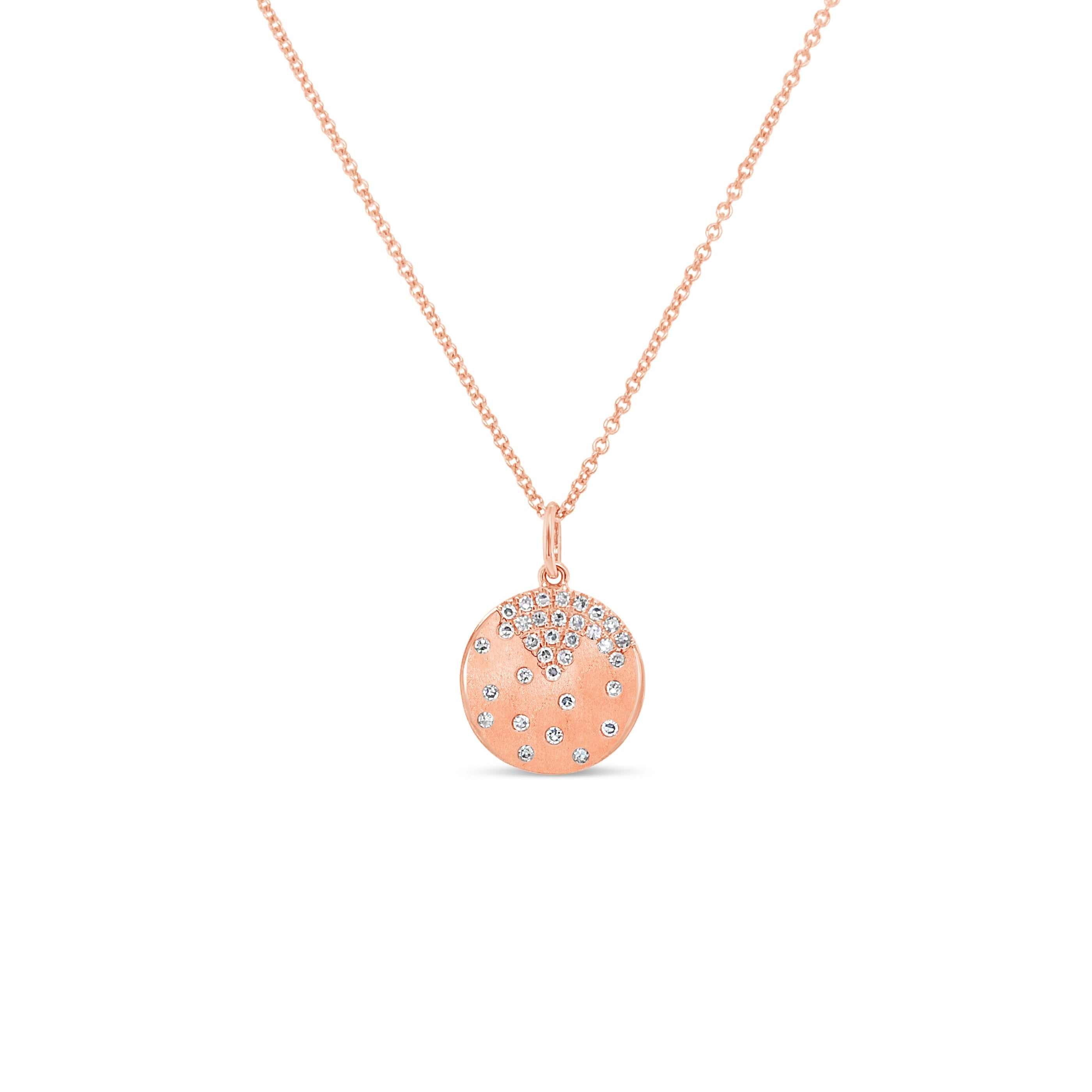 Diamond Scattered Disc Pendant Necklace in 14K Gold