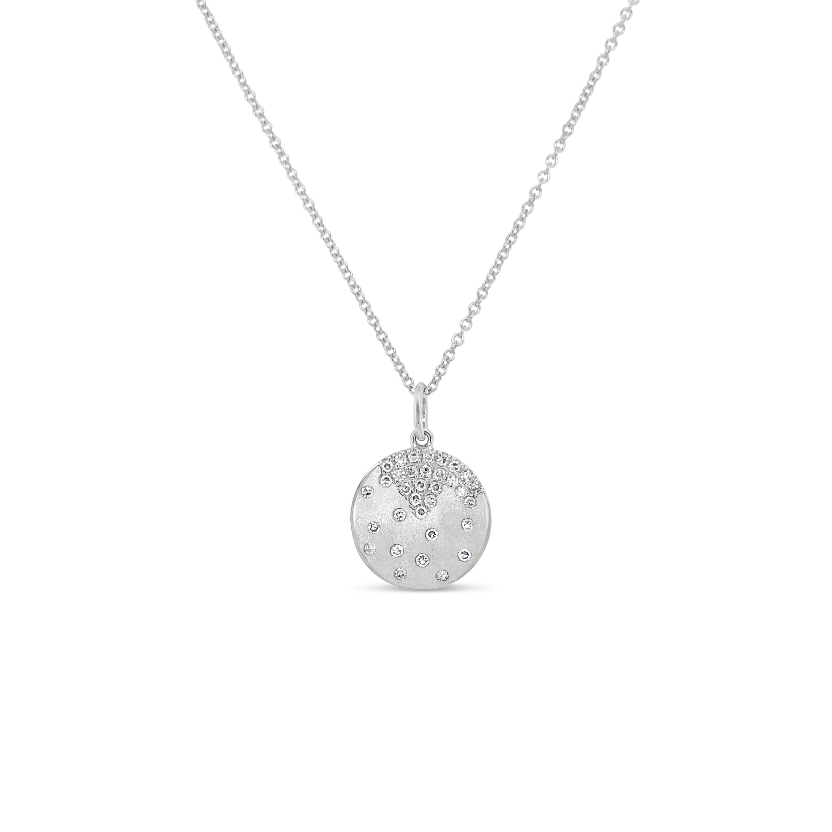 Diamond Scattered Disc Pendant Necklace in 14K Gold