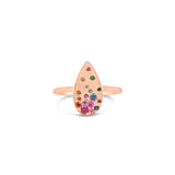 Sapphire Scattered Rainbow Pear Ring in 14K Gold