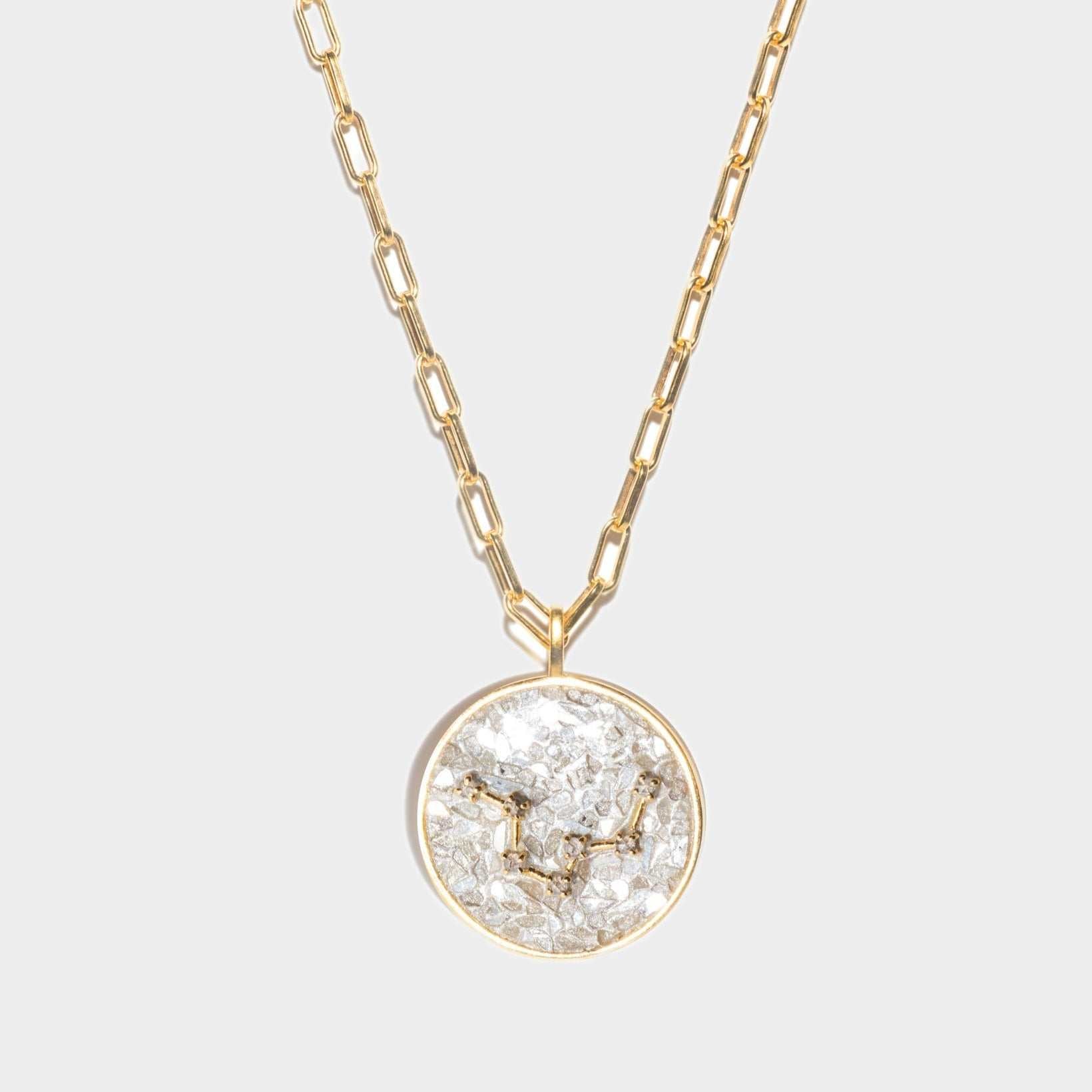 Aquarius Gold Vermeil pendant necklace with raw diamonds and 18K gold chain