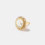 Alex Gold Vermeil stud earring with raw uncut diamonds and pave champagne diamond circle in 18k gold vermeil setting