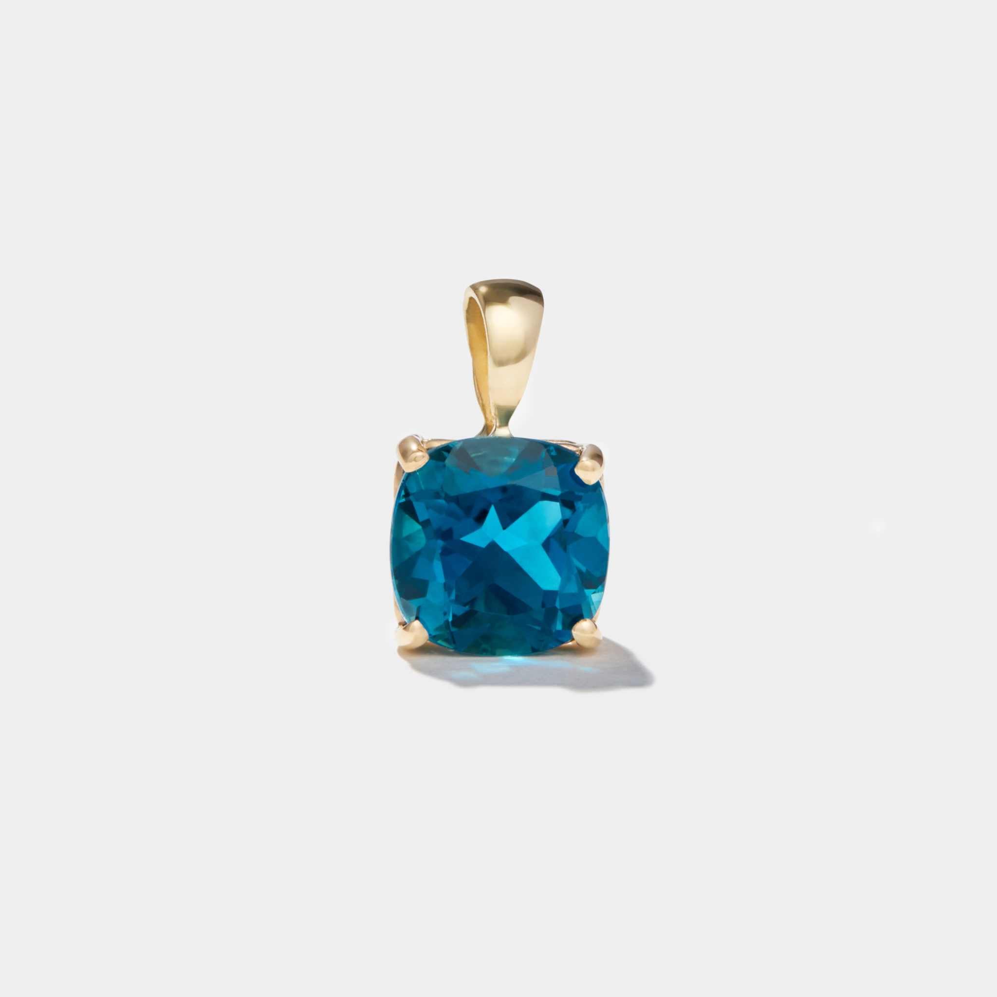 14k gold pendant with AAA-quality London Blue Topaz Horizon Necklace or Pendant
