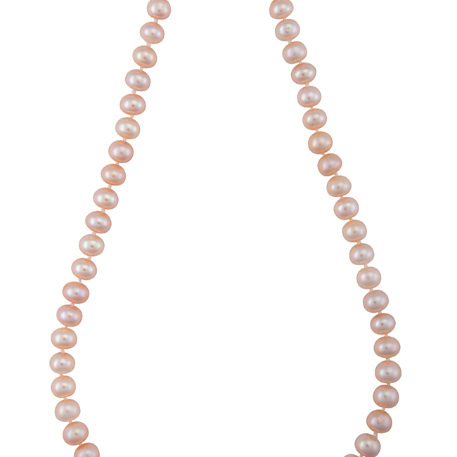 18-inch pink freshwater pearl strand necklace with stainless steel magnetic clasp