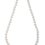 Elegant 18-inch freshwater pearl strand necklace with 8-9mm white cultured pearls and stainless steel magnetic clasp.