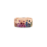 Sapphire Scattered Rainbow Cigar Band in 14K Gold