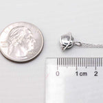 Earth Moon Doublet Opal 18K white gold pendant necklace with ruler and quarter for size comparison