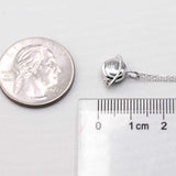 Earth Moon Doublet Opal 18K white gold pendant necklace with ruler and quarter for size comparison