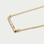 Emlyn Gold Vermeil pendant necklace with sliced raw diamond bar on fine gold chain