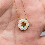 Eternity Heart Australian Crystal Opal Circle Pendant Necklace in 14K Yellow Gold
