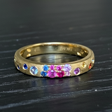 Sapphire Scattered Rainbow Petite Band in 14K Gold