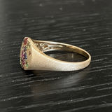 Sapphire Scattered Rainbow Pinky Signet Ring in 14K Gold