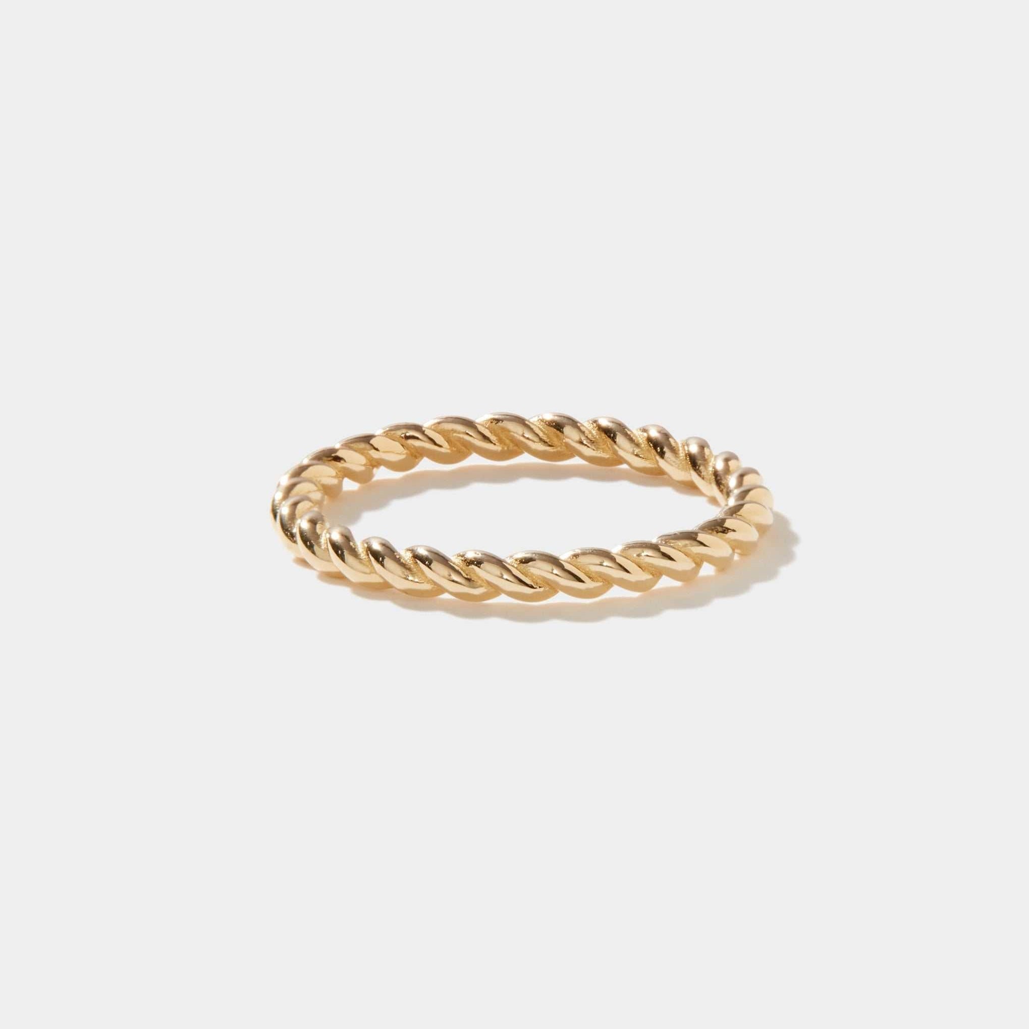 Harwich Thick Gold Rope Ring twisted 14K yellow gold stacking band handcrafted in the USA